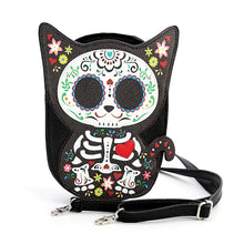 Load image into Gallery viewer, Floral Sugar Skull Cat Crossbody Bag