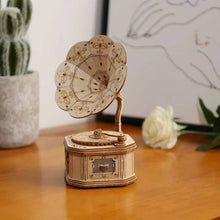 Load image into Gallery viewer, 3D Laser Cut Wooden Puzzle: Gramophone
