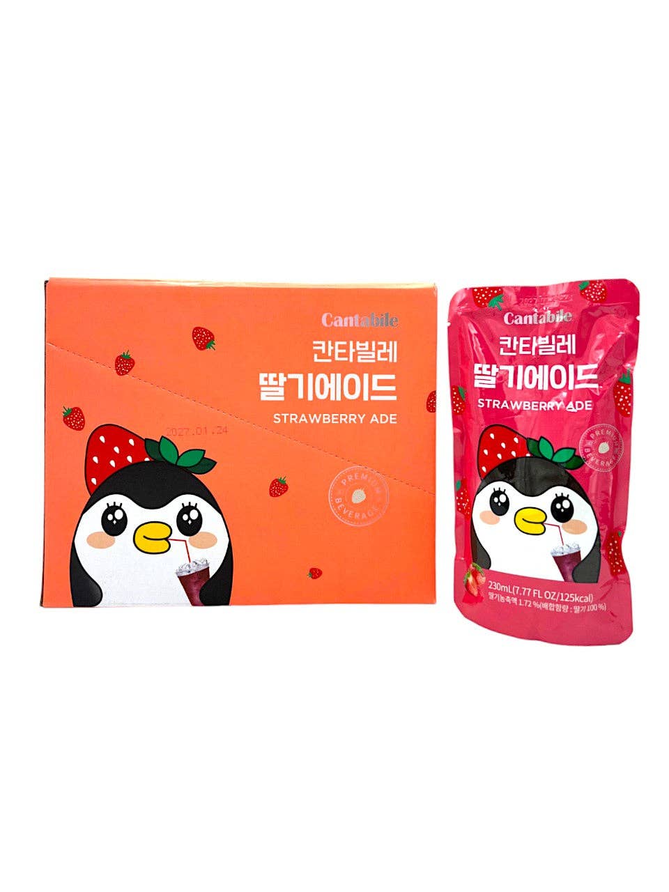 Cantabile Strawberry Ade Pouch Drink (Korea)