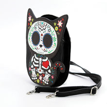 Load image into Gallery viewer, Floral Sugar Skull Cat Crossbody Bag
